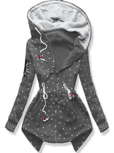 Load image into Gallery viewer, Autumn And Winter Ladies Hooded Polka Dot Drawstring Jacket
