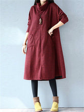 Load image into Gallery viewer, Warm High Neck Patch Pocket Women&#39;S Knitted Dress
