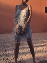 Load image into Gallery viewer, Fashion Fringed Sling Evening Dress
