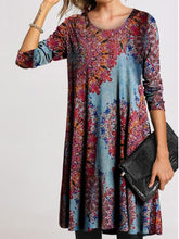 Load image into Gallery viewer, Casual Loose Round Neck Floral Long Sleeve Dress
