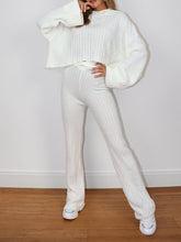 Load image into Gallery viewer, Women&#39;S Fashion Rib Knit Wide Sleeve Hoodie Two Piece Set
