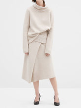 Load image into Gallery viewer, Soft Knitted Turtleneck Sweater and Half Skirt Two-piece Set
