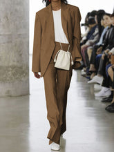Load image into Gallery viewer, Two-piece Suit Lapel Solid Color Women&#39;s Suit
