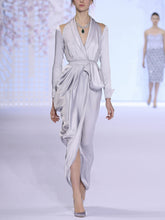 Load image into Gallery viewer, Fashion Long Sleeve Silk Elegant Evening Dress
