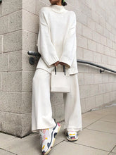 Load image into Gallery viewer, Solid Color High Neck Loose Knit Suit
