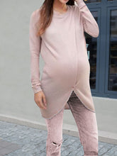 Load image into Gallery viewer, Round Neck Knitted Maternity Two-piece Suit
