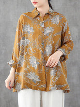 Load image into Gallery viewer, Prints Pattern Linen Shift Lapel Long Sleeves Shirt
