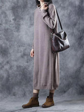 Load image into Gallery viewer, Retro Loose Casual High Neck Women&#39;S Sweater Dress
