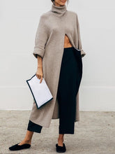 Load image into Gallery viewer, Fashion Casual High Neck Split Long Sweater
