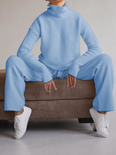 Load image into Gallery viewer, Casual High-neck Knitted Top and Loose Pants Two-piece Suit
