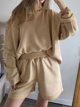 Load image into Gallery viewer, Fashion Casual Long-sleeved Tie-up Solid Color Round Neck Two-piece Suit
