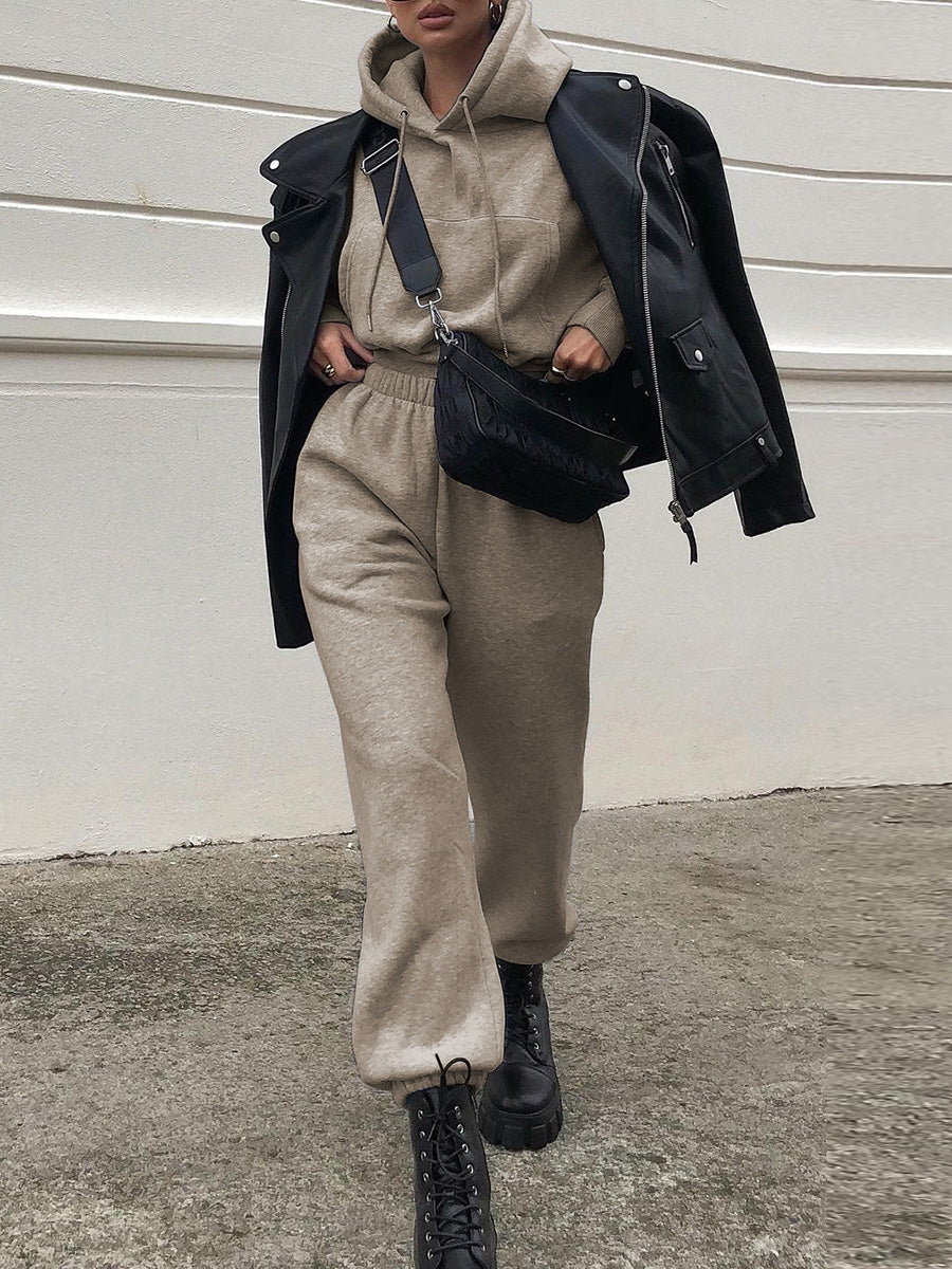 Fashion Loose Casual Hooded Two-piece Suit