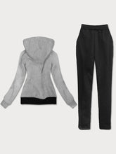 Load image into Gallery viewer, Casual Loose Long Sleeved Hooded Color Block Sweater Pants Suit
