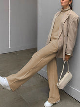 Load image into Gallery viewer, Solid Color Turtleneck Sweater Loose Suit
