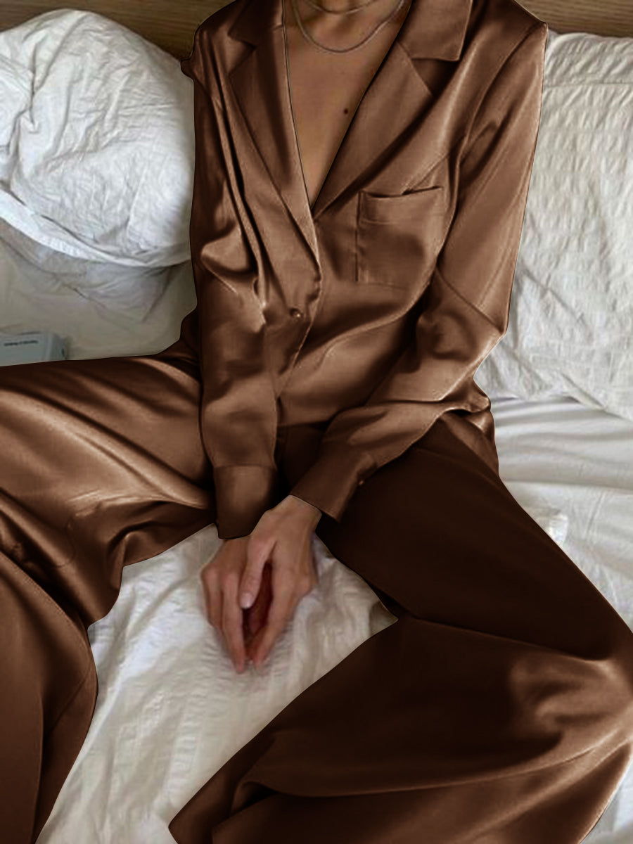 Women's Suit Collar Solid Color Casual Two-piece Suit