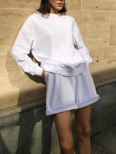 Load image into Gallery viewer, Pure Color Long Sleeve Shorts Casual Suit
