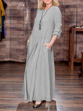 Load image into Gallery viewer, Simple Casual Loose Round Neck Long Sleeve Knitted Maxi Dress
