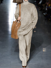 Load image into Gallery viewer, Fashion Loose Solid Color High Neck Long Sleeve Two-piece Suit
