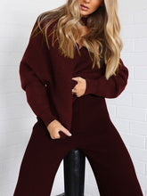 Load image into Gallery viewer, Sweater Long Sleeve Solid Color Fashion Two-piece Suit

