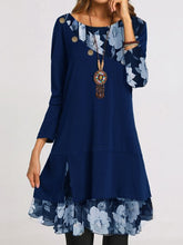 Load image into Gallery viewer, Retro Casual Loose Color Matching Floral Long Sleeve Dress
