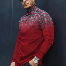 Load image into Gallery viewer, Men&#39;S Casual Plaid Gradient Long-Sleeved T-Shirt
