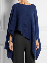 Load image into Gallery viewer, Asymmetric Round Neck Knitted Cape Top
