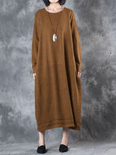 Load image into Gallery viewer, Casual Loose Round Neck Striped Women&#39;S Knitted Dress
