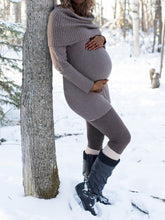 Load image into Gallery viewer, Knit High Neck Long Pregnant Two-piece Suit

