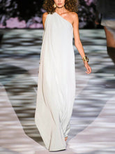Load image into Gallery viewer, Fashion One-shoulder Solid Color Maxi Dress

