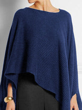 Load image into Gallery viewer, Asymmetric Round Neck Knitted Cape Top
