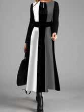 Load image into Gallery viewer, Elegant Retro Color Matching Long Sleeve Maxi Dress
