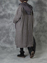 Load image into Gallery viewer, Fashion Casual Linen Check Hood Coat
