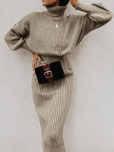 Load image into Gallery viewer, Fashionable and Elegant Long-sleeved High-neck Solid Color Two-piece Suit

