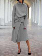 Load image into Gallery viewer, Soft Knitted Turtleneck Sweater and Half Skirt Two-piece Set
