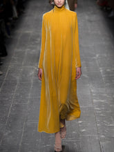Load image into Gallery viewer, Fashion Simple High Neck Long Sleeve Maxi Dress
