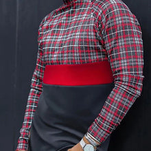 Load image into Gallery viewer, Fashion Plaid Stitching High Neck Men&#39;S T-Shirt
