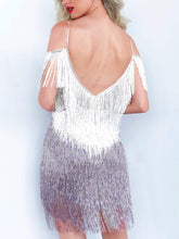 Load image into Gallery viewer, Fashion Sexy Suspender Tassel Evening Dress
