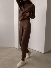 Load image into Gallery viewer, Casual Turtleneck Loose Knit Solid Color Two-piece Suit
