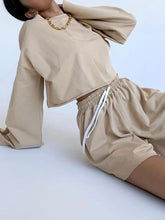 Load image into Gallery viewer, Fashion Casual Round Neck Long Sleeve Solid Color Two-piece Suit
