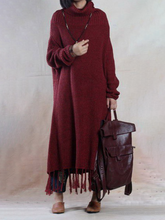 Load image into Gallery viewer, Casual Loose Tassel Hem Women&#39;S Knitted Dress
