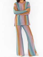 Load image into Gallery viewer, Round Neck Stripe Print Long Sleeve Suit
