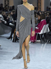 Load image into Gallery viewer, Fashion Sexy Long Sleeve Irregular Midi Dress
