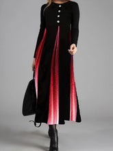 Load image into Gallery viewer, Retro Elegant Color Block Long Sleeve Dress
