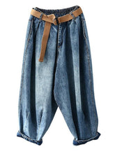 Load image into Gallery viewer, Washed Blue Denim Loose And Versatile Women&#39;S Harem Pants
