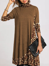 Load image into Gallery viewer, Retro Loose Casual Long Sleeve High Neck Leopard Print Dress
