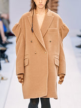 Load image into Gallery viewer, Pure Color Woolen Casual Puff Sleeve Ladies Long Coat
