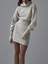 Load image into Gallery viewer, Fashion Casual Long Sleeve Turtleneck Sweater Dress

