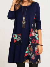 Load image into Gallery viewer, Retro Casual Loose Color Matching Floral Long Sleeve Dress
