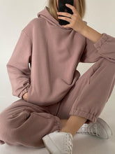 Load image into Gallery viewer, Fashion Casual Hooded Solid Color Two-piece Set

