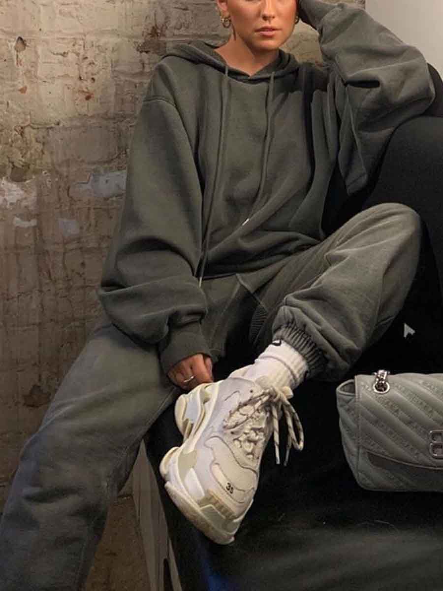 Casual Hooded Sweatshirt Loose Two-piece Suit